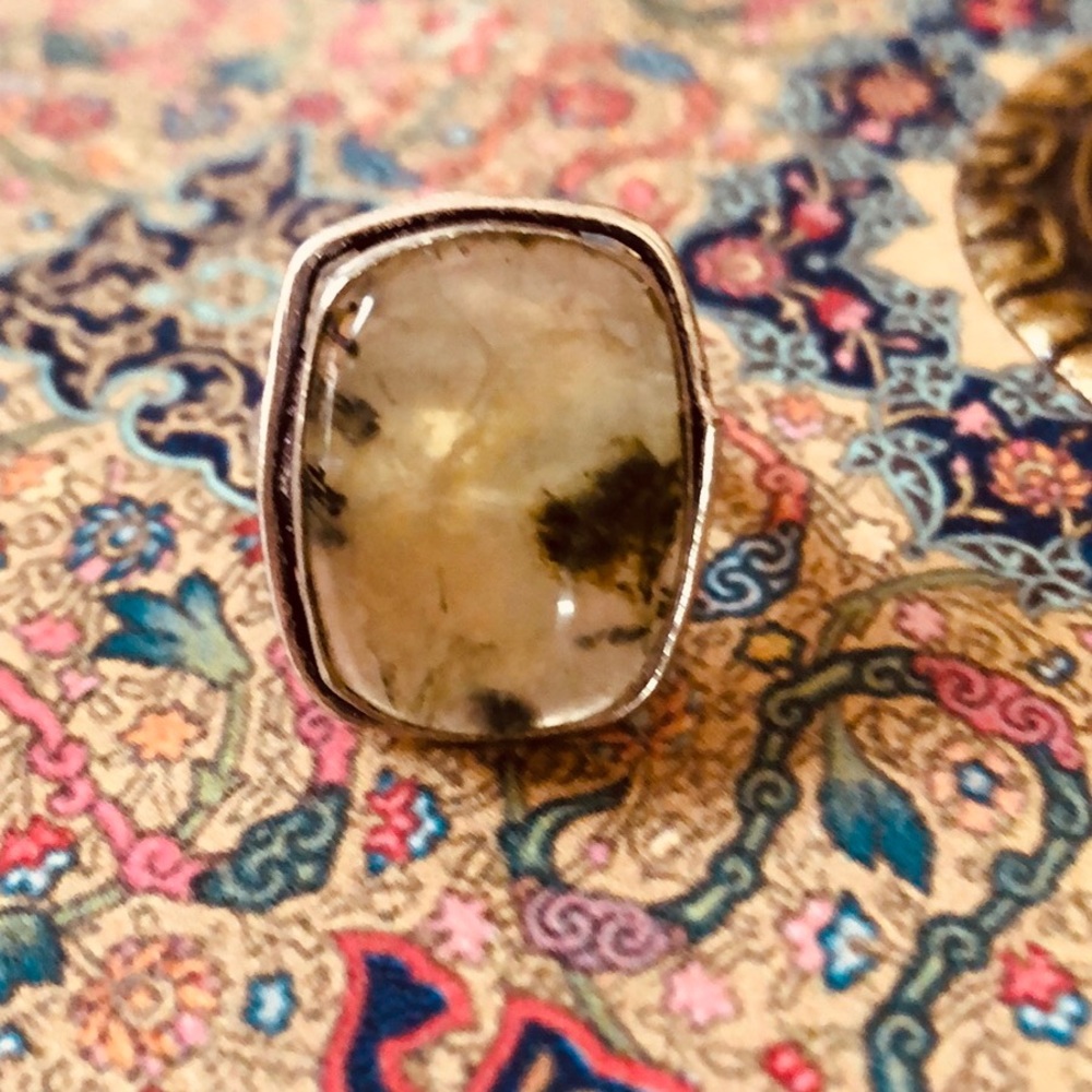 Rainbow Moonstone Bohemian Silver Ring